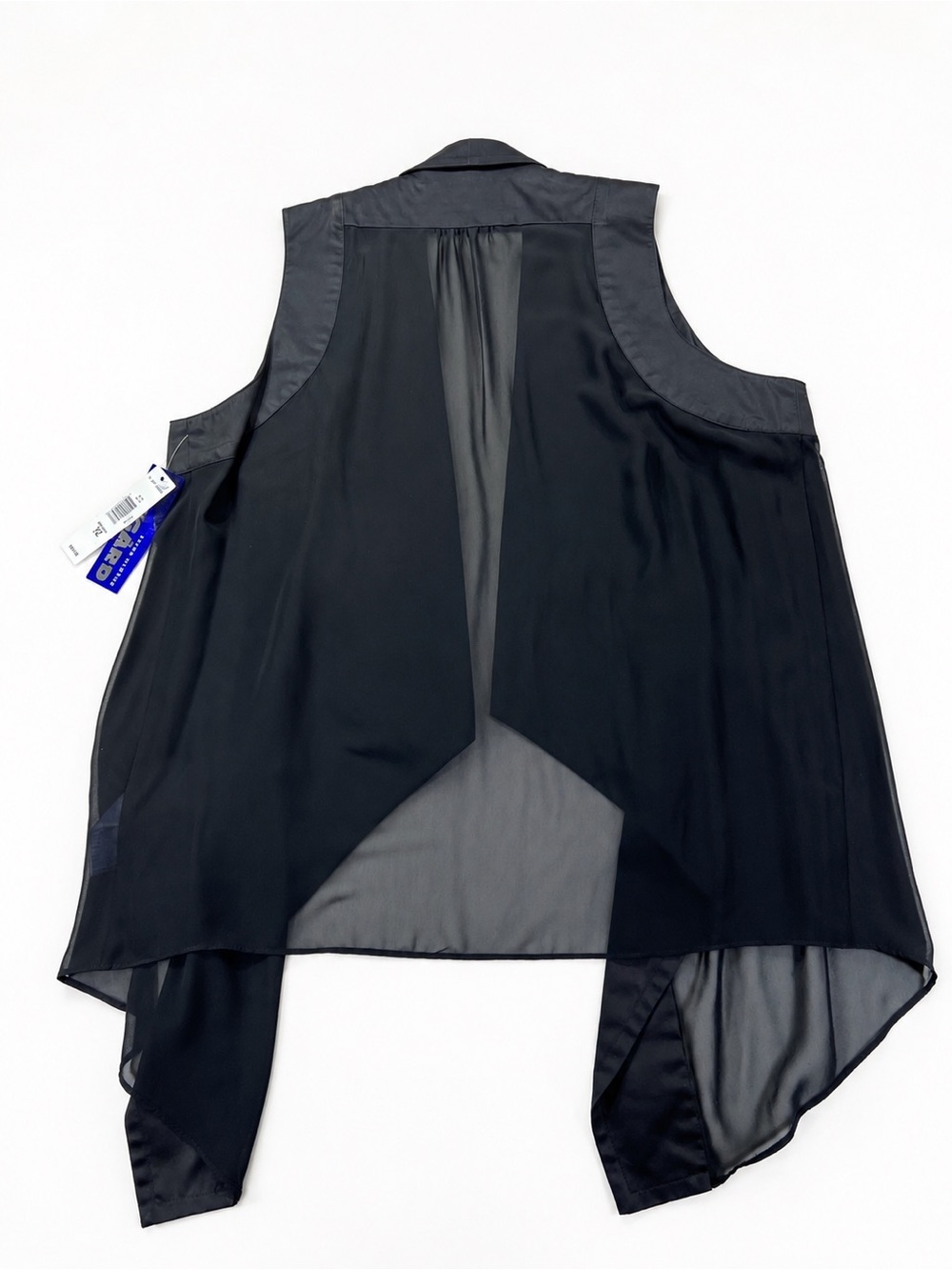 Peter Nygård Black Sheer Chiffon Waterfall Vest Size 12 NWT - Picture 4 of 9